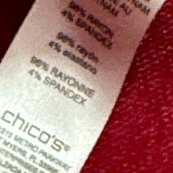 Chicos 1 Womens top Red Long Sleeve Button destail Size medium knit long sleeve - Picture 9 of 12